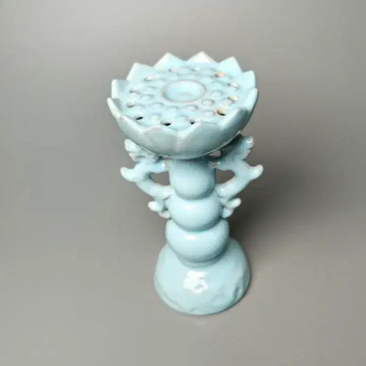 [BUNJANG] Northern Song Dynasty Yaozhou Celadon Dragon Incense Holder / 북송 여요 청자 연판문 용이 향꽂이 중국도자기 골동품 수집품