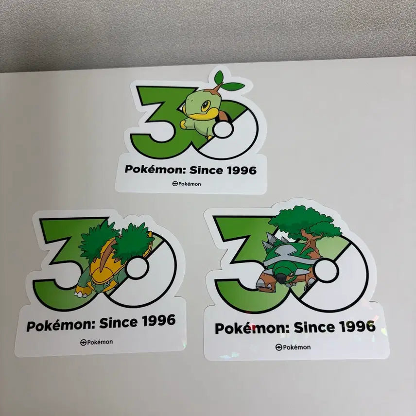[BUNJANG] Pokemon 30th Anniversary Logo Sticker Set - Turtwig, Grotle, Torterra / 포켓몬 30주년 로고스티커 모부기 수풀부기 토대부기