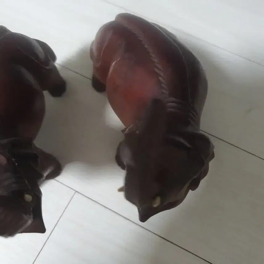 [BUNJANG] African Zitan Wood Elephant Pair Sculpture / 아프리카 자단,코끼리 한쌍