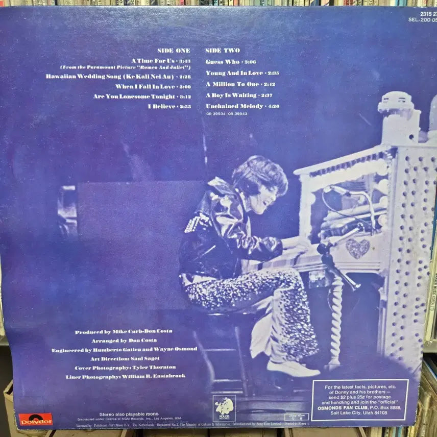 [BUNJANG] Donny Osmond A Time For Us LP Vinyl / 도니 오스몬드 A Time For Us LP판 민트급