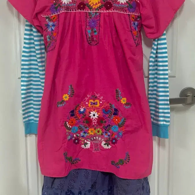 [BUNJANG] Honey Clover Hagumi Mexican Embroidered Dress Set / 허니와클로버 하구미 히피 멕시칸 자수 원피스 세트