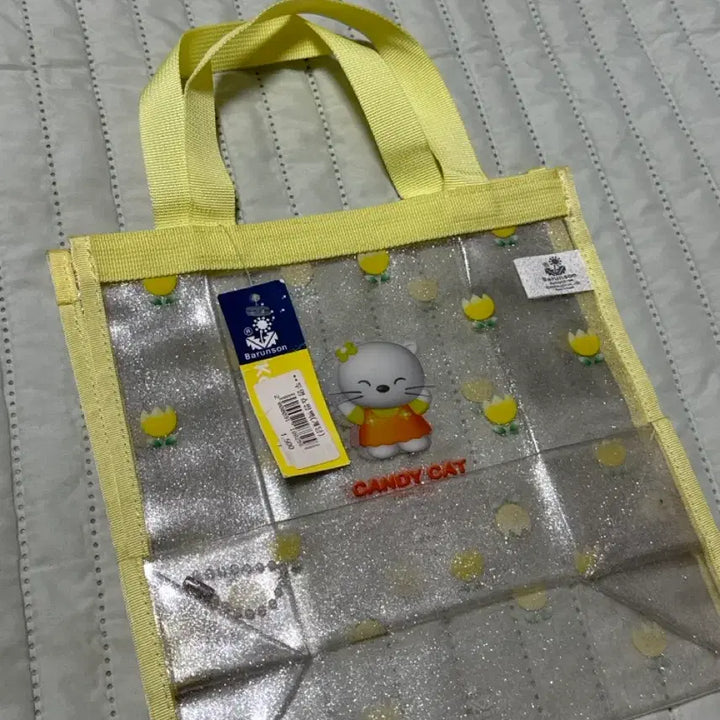[BUNJANG] Barunson Classic Stationery Candy Cat Glitter Shopping Bag / 바른손 고전문구 캔디캣 투명 반짝이 쇼핑백 미사용 새상품