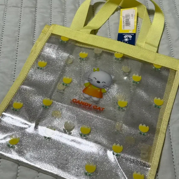[BUNJANG] Barunson Classic Stationery Candy Cat Glitter Shopping Bag / 바른손 고전문구 캔디캣 투명 반짝이 쇼핑백 미사용 새상품