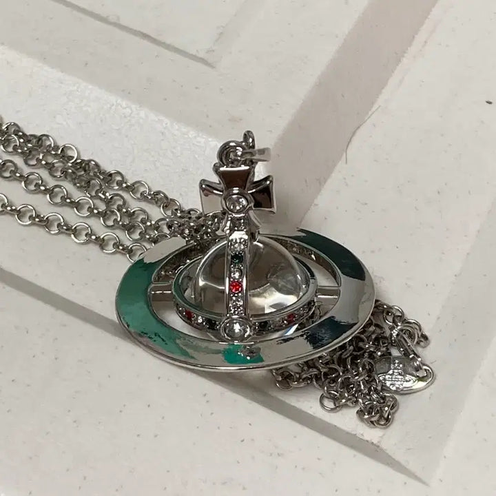 [BUNJANG] Vivienne Westwood Orb Necklace White Transparent / 비비안웨스트우드 빅orb목걸이 화이트 투명