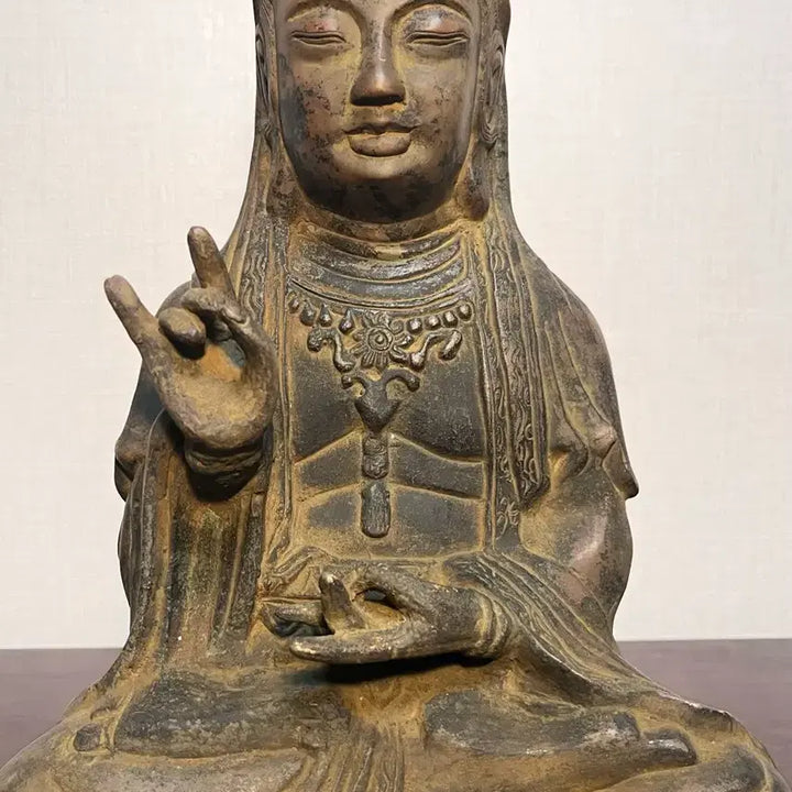 [BUNJANG] Bronze Buddha Seated Statue / 청동 보관화불 관음보살 좌상 불상