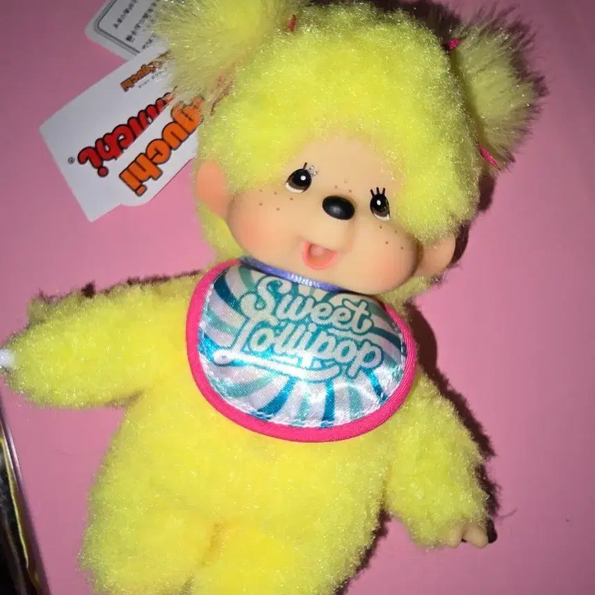 [BUNJANG] Colors Monchhichi Lollipop Lemon Color Doll / 컬러즈 몬치치 롤리팝 레몬색