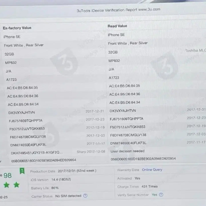 [BUNJANG] Apple iPhone SE 1st Gen Silver 32GB / 올순정 아이폰se1 실버 32gb 배터리 86%