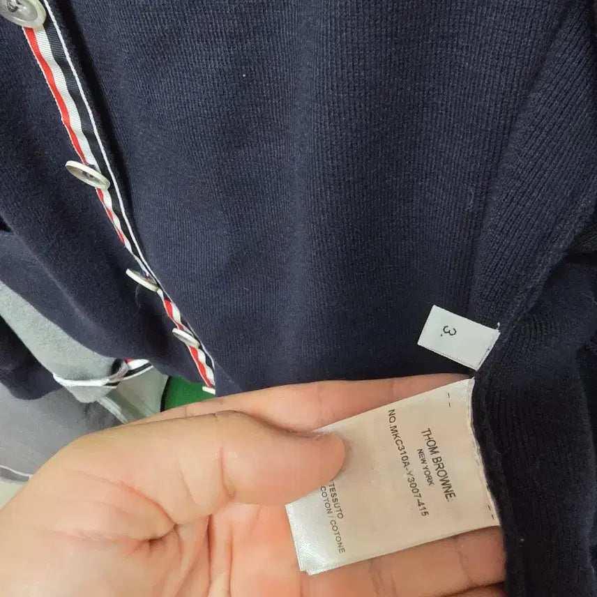[BUNJANG] Thom Browne Navy Tricolor Stripe Cardigan / 톰브라운 네이비 삼선 가디건