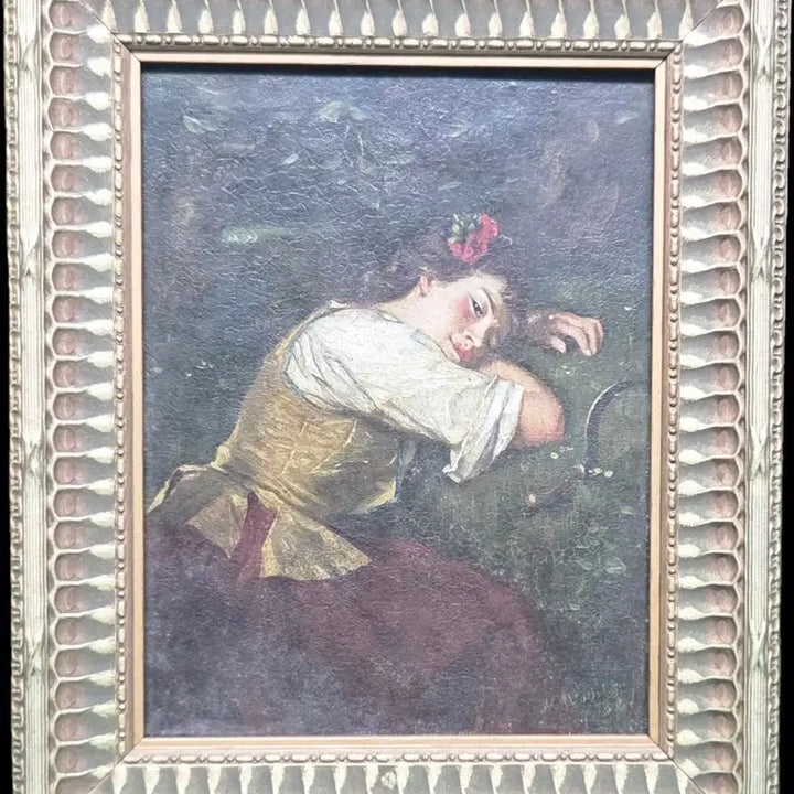 [BUNJANG] Alex Johnston Scottish Genre Painter "Tired Woman" Antique Framed Art / *알렉스 존스턴 스코틀렌드의풍속화가 ((지친여인))
