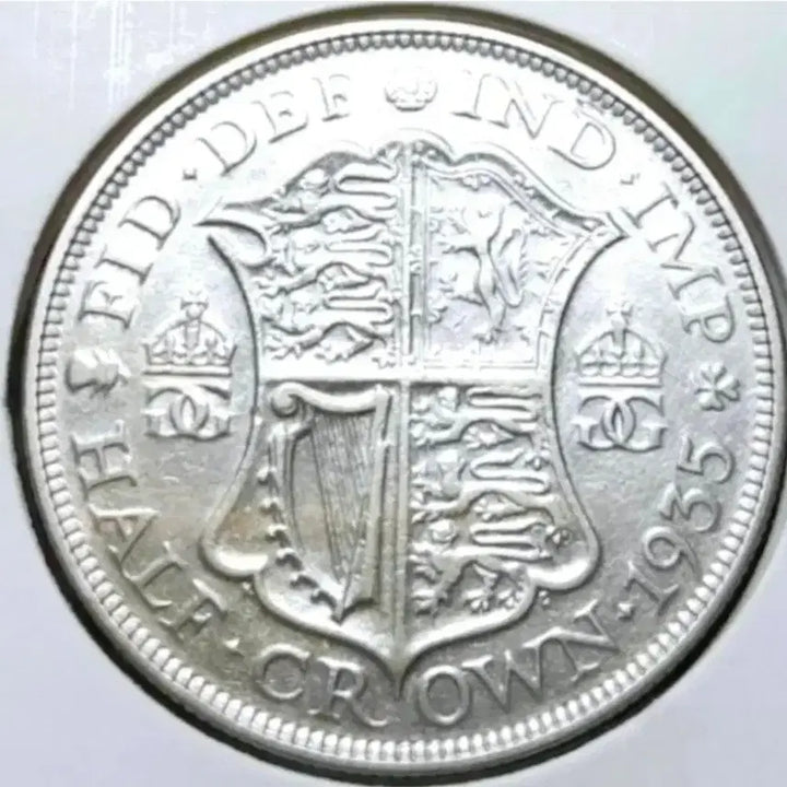 [BUNJANG] 1935 United Kingdom King George V Half Crown Silver Coin / [은화] 영국 조지5세 1935년 하프크라운 은화.외국주화 화폐 동전