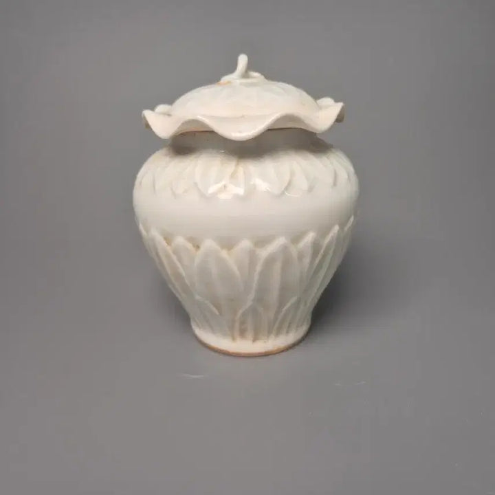 [BUNJANG] Song Gyeongdeok Jinyeong Celadon Vase with Lotus Pattern / 송 경덕진요 청백자 화구 연판문 유개항아리 중국도자기 골동품 수집품