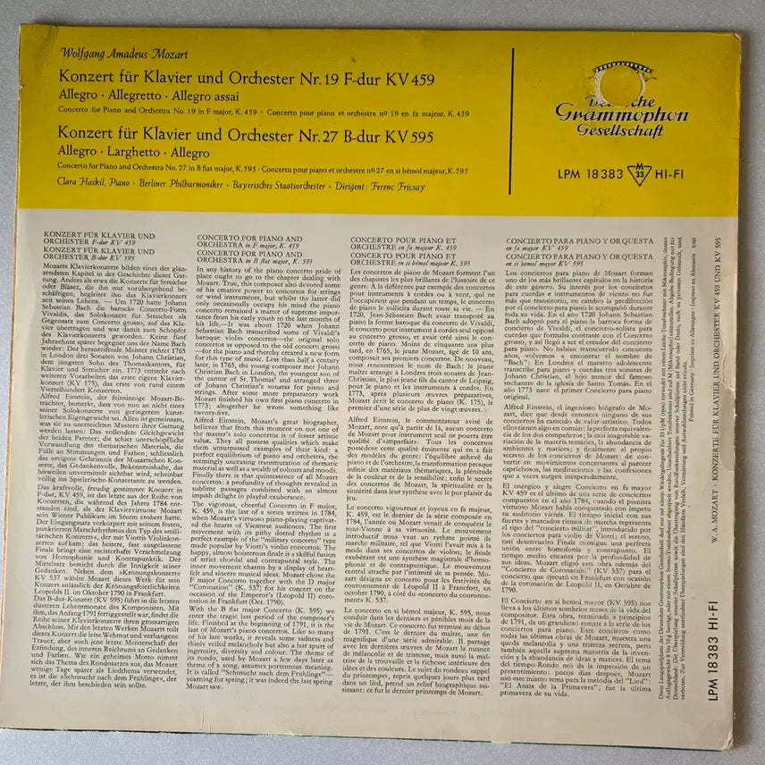 [BUNJANG] Clara Haskil Mozart Piano Concertos No. 19 &amp; 27 LP (Original German DGG Tulip Pressing) / 클라라 하스킬-모차르트 피아노협주곡 19번&amp;27번 LP(DGG 초반)