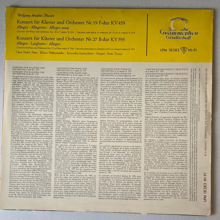 [BUNJANG] Clara Haskil Mozart Piano Concertos No. 19 &amp; 27 LP (Original German DGG Tulip Pressing) / 클라라 하스킬-모차르트 피아노협주곡 19번&amp;27번 LP(DGG 초반)