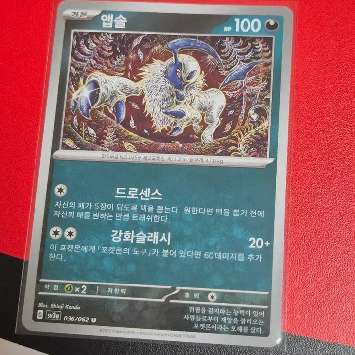 [BUNJANG] Absol Illustration Card (Album Use) / 포켓몬카드 앱솔 신지칸다 일러스트 앨범용
