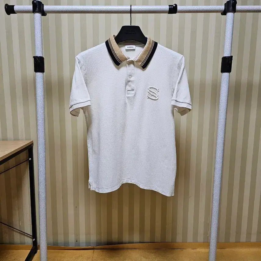 [BUNJANG] Sandro Pique Cotton White Collar T-Shirt / 산드로 피케 코튼 M