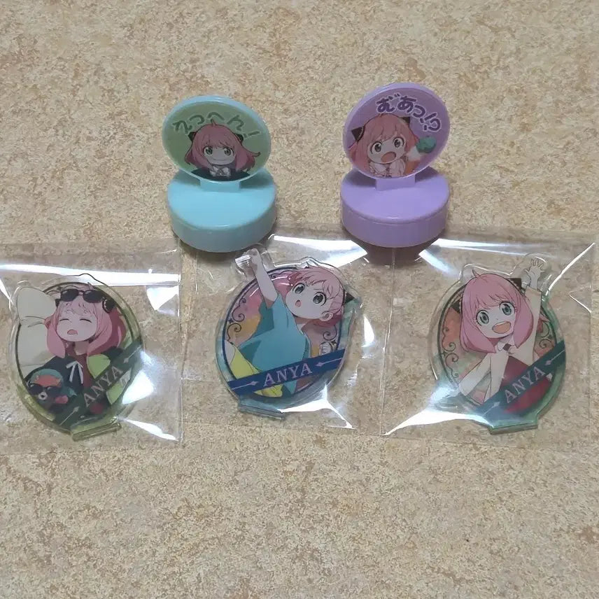 [BUNJANG] Spy x Family Anya Mini Acrylic Stand &amp; Stamp Set / 스파이패밀리 아냐 미니아크릴, 도장 스탬프 처분