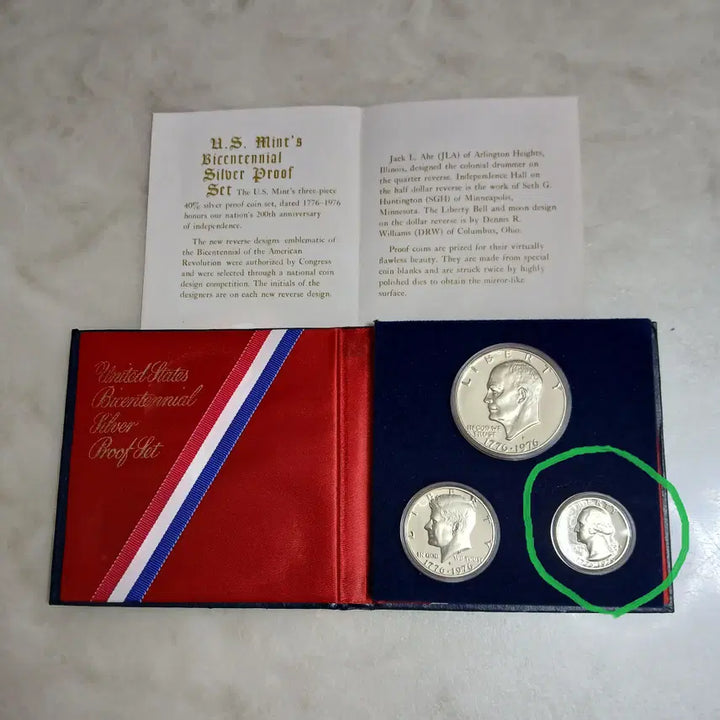 [BUNJANG] 1976 USA Bicentennial Washington Quarter Dollar "Proof" Silver Coin / (은화)미국1976 독립200주년 기념주화 "프루프" 워싱턴 쿼터 달러