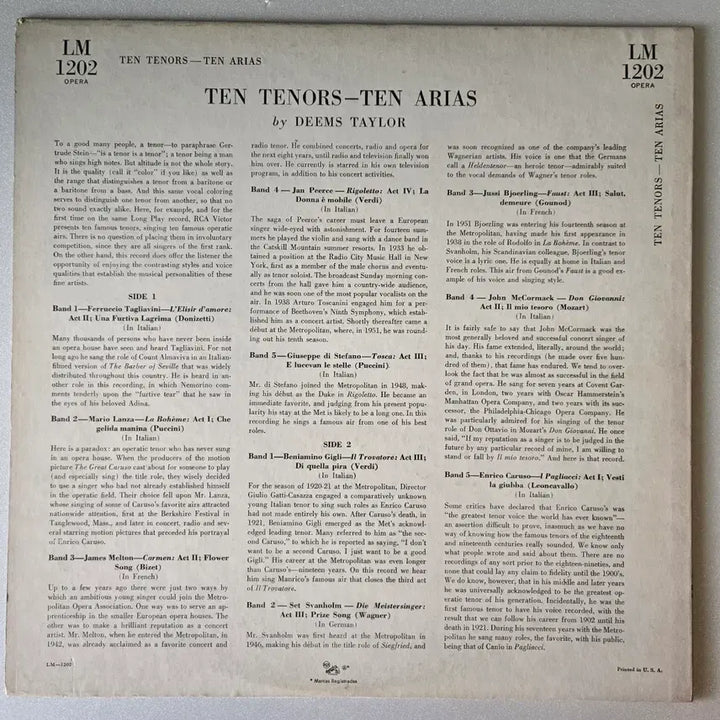 [SOLD OUT] (이한장의명반 추천) Ten Tenors, Ten Arias RcA LP