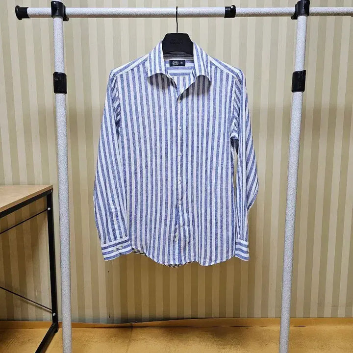 [BUNJANG] MAN ON THE DRIP Open Collar Linen Shirt Blue Stripe / 맨온더분 셔츠 린넨 39