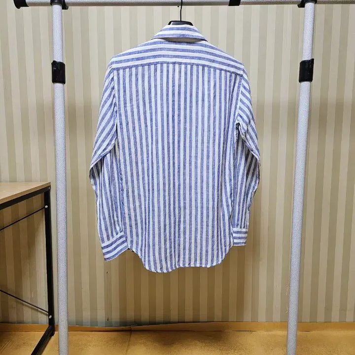 [BUNJANG] MAN ON THE DRIP Open Collar Linen Shirt Blue Stripe / 맨온더분 셔츠 린넨 39