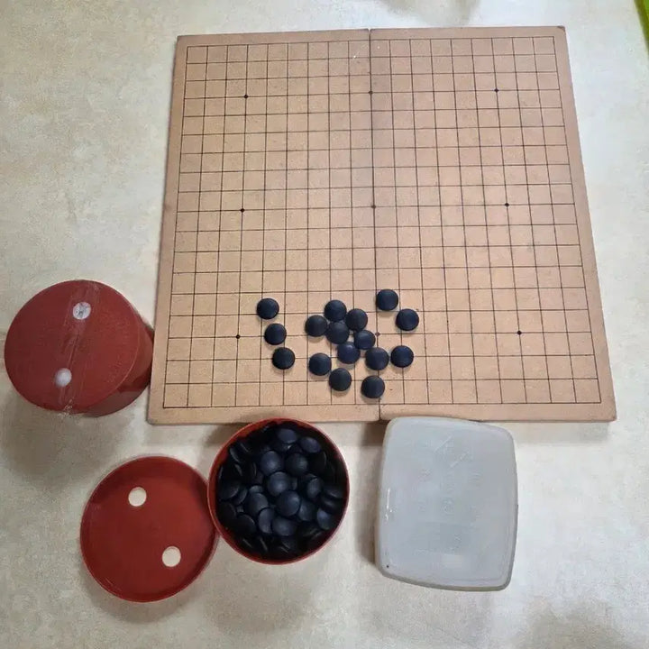 [BUNJANG] 40cm x 40cm Reversible Baduk (Go) and Janggi (Korean Chess) Board Set with Stones / 바둑판 장기판 바둑알 장기알 세트 (40cm X 40cm)