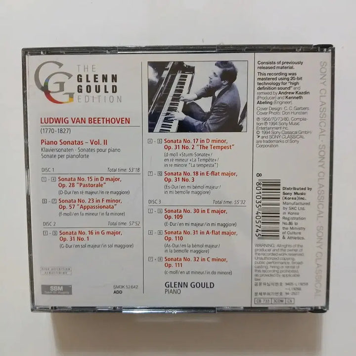 [BUNJANG] Glenn Gould Beethoven Piano Sonata 3CD Set / 글렌 굴드 베토벤 피아노 소나타3CD.