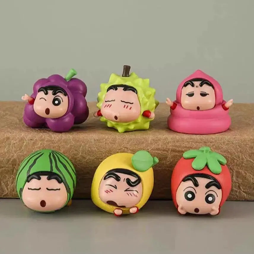 [BUNJANG] Crayon Shin-chan Fruit Figure 6-Piece Set (Sealed) / 짱구는 못말려 과일 피규어 미개봉 6종 세트로 일괄 판매합니다.