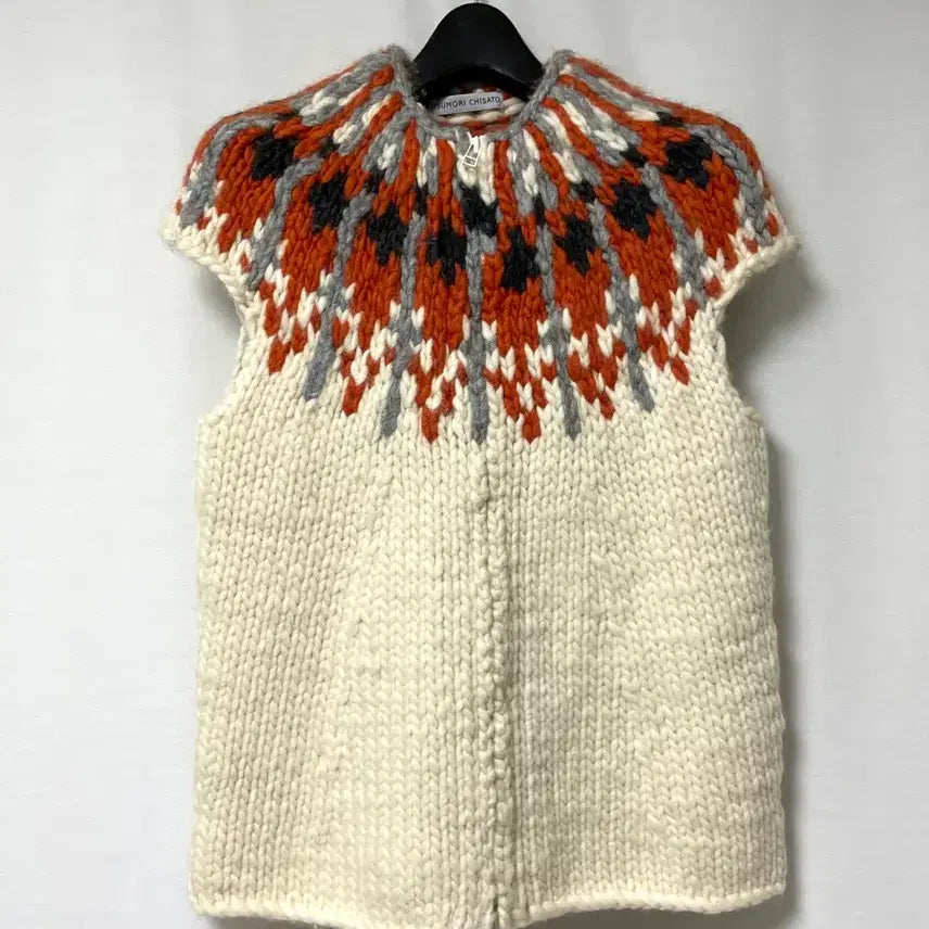 [BUNJANG] TSUMORI CHISATO Wool Knit Zip-Up Cardigan / (이세이미야케 디자이너) 츠모리치사토 여성 울 반소매 니트 집업 가디건