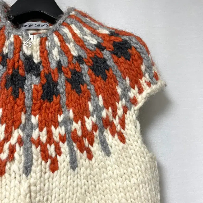 [BUNJANG] TSUMORI CHISATO Wool Knit Zip-Up Cardigan / (이세이미야케 디자이너) 츠모리치사토 여성 울 반소매 니트 집업 가디건