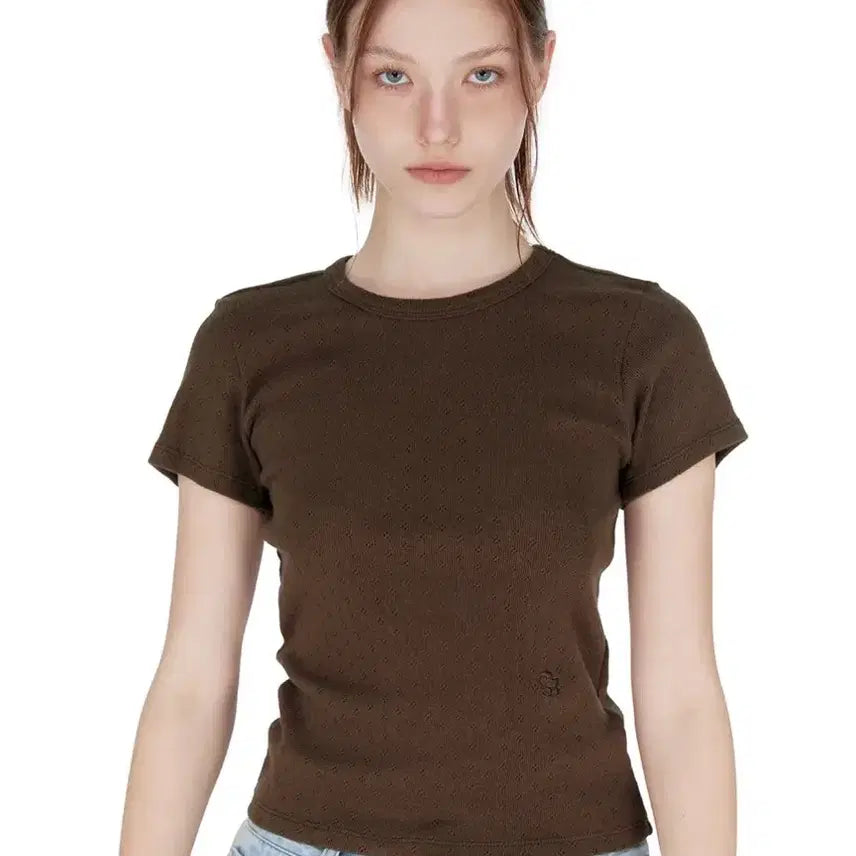 [BUNJANG] Sunburnproject Basic T-Shirt Brown / Sunburnproject 썬번프로젝트 베이직 티셔츠 브라운 펀칭