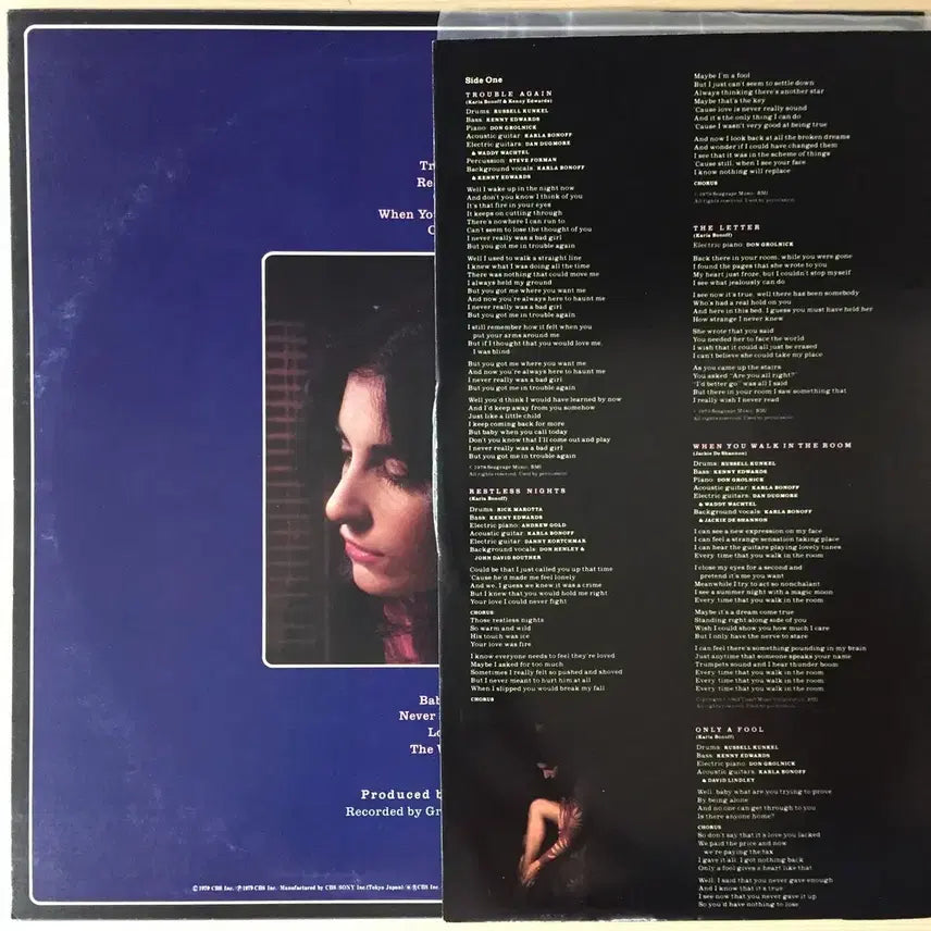 [BUNJANG] Karla Bonoff Restless Nights LP / (수입LP) Karla Bonoff / Restless Nights