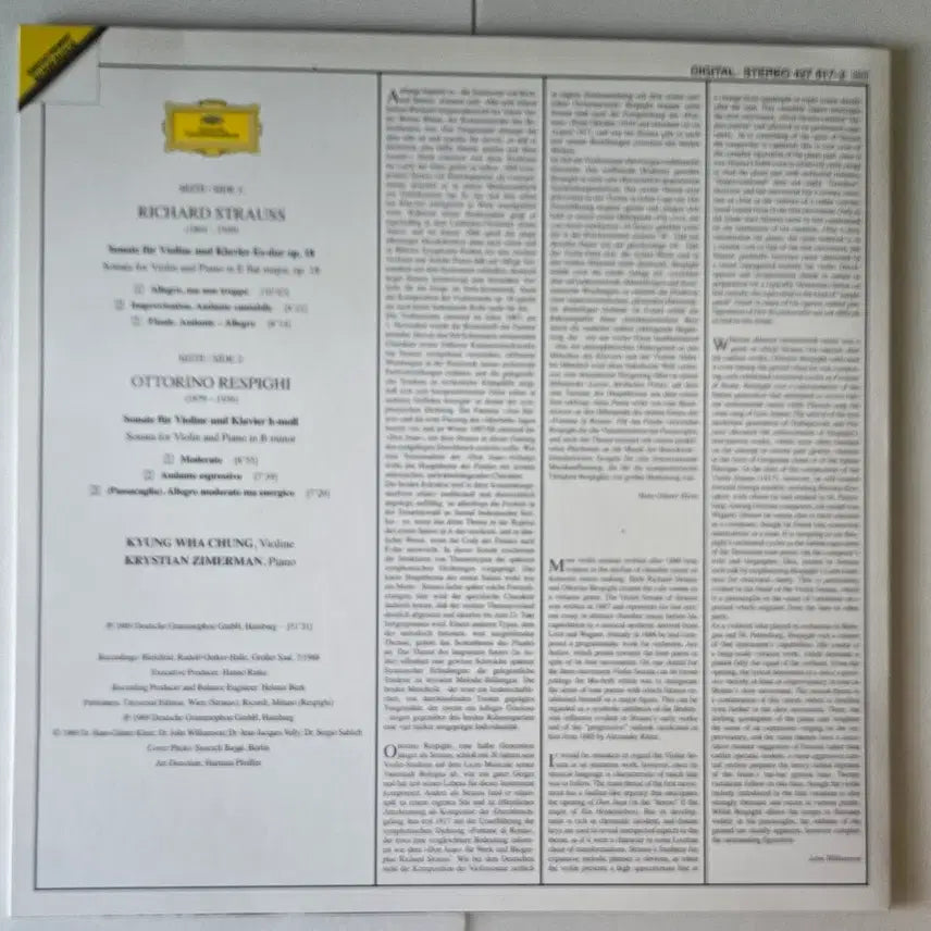 [BUNJANG]  Kyung-Wha Chung &amp; Christian Zimmermann - R. Strauss &amp; Respighi Violin Sonatas 180g German Pressing LP / 정경화 &amp; 지메르만-슈트라우스&amp;레스피기 LP(Analogphonic)