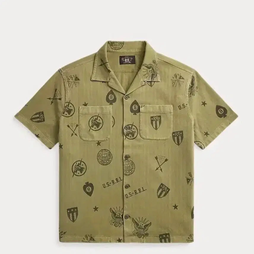 [BUNJANG] RRL Herringbone Twill Knit Camp Shirt / RRL 더블알엘 니트 헤링본 트윌 캠프셔츠