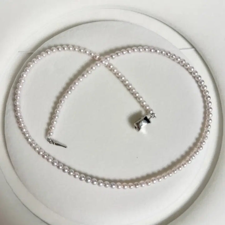 [BUNJANG] Natural Freshwater Pearl Necklace 3mm+ Pink Hue 45cm with 925 Silver Clasp / 새상품) 천연 담수진주 핑크빛 진주목걸이 3mm+ 45cm