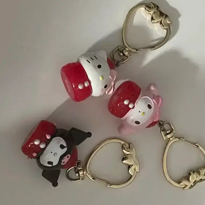 [BUNJANG] Sanrio Ichigo Strawberry Charm Keychain (Hello Kitty, Kuromi, My Melody) / 산리오 키티 쿠로미 마이멜로디 이치고 딸기 키링