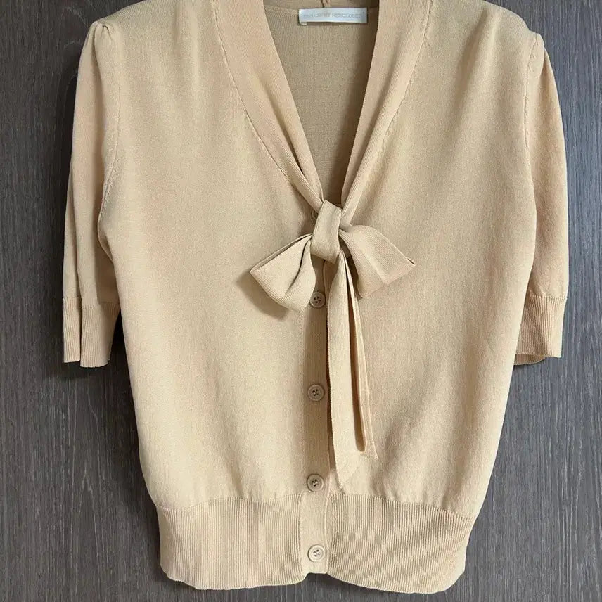 [BUNJANG] Beige Ribbon Knit Cardigan / 베이지 리본 니트 가디건