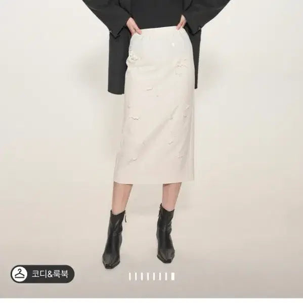 [BUNJANG] Time by Han Style Sequin Floral Skirt / 한섬 타임 비즈&amp;시퀸 플로럴 밴딩 스커트