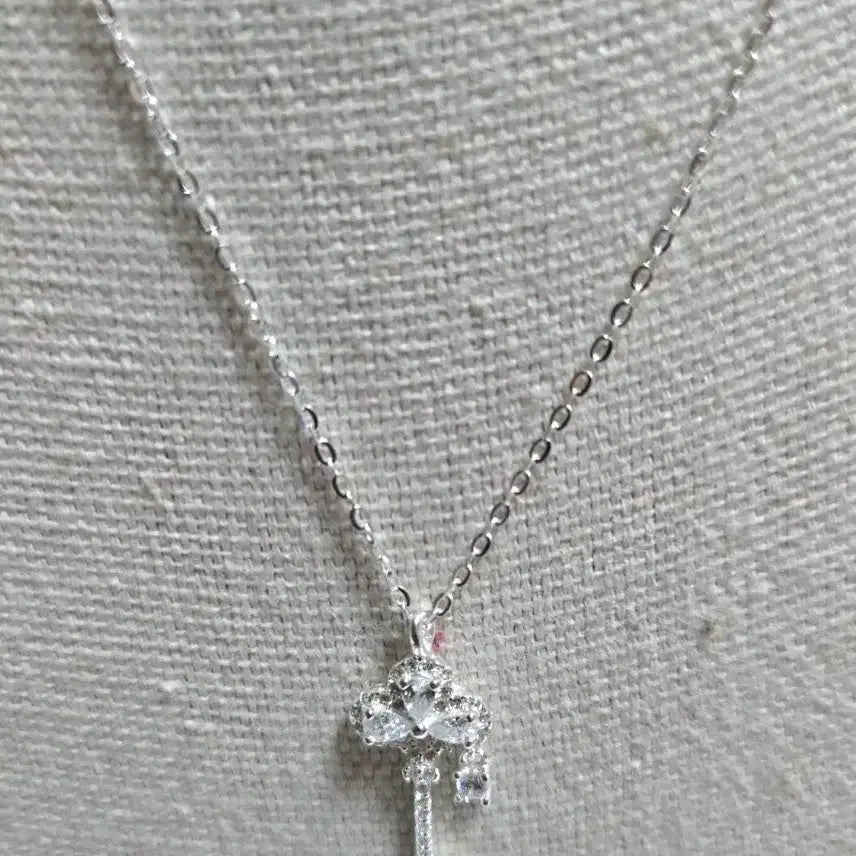 [BUNJANG] Sterling Silver 925 Zircon Key Necklace / 
