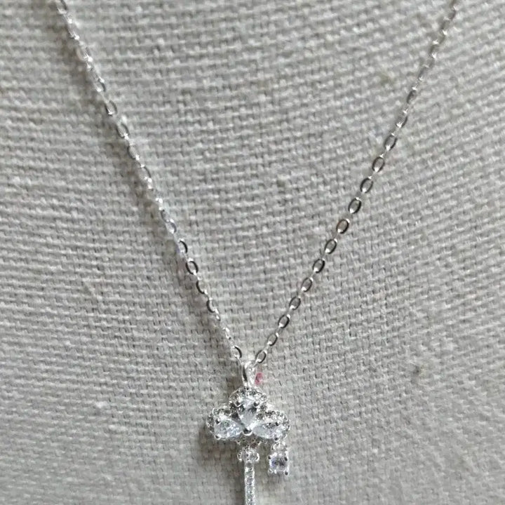 [BUNJANG] Sterling Silver 925 Zircon Key Necklace / 
