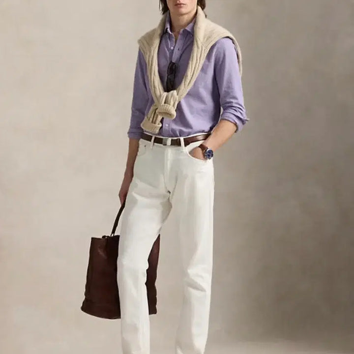 [BUNJANG] Polo Ralph Lauren Featherweight Mesh Shirt Amethyst Heather Size L / [폴로 랄프로렌] 페어웨이트 메쉬 셔츠 라벤더 연보라 L