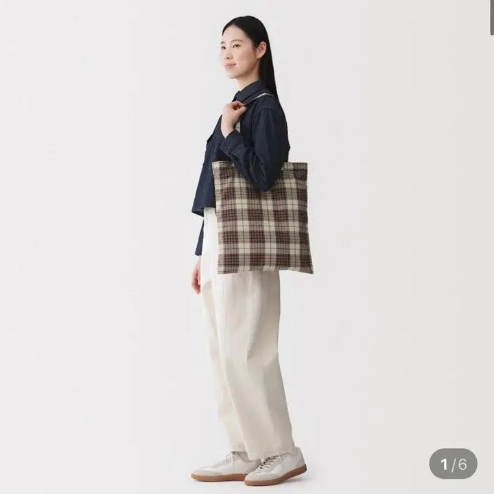 [BUNJANG] MUJI Madras Check Tote Bag Eco Bag / 무인양품 마드라스 체크 토트백 에코백