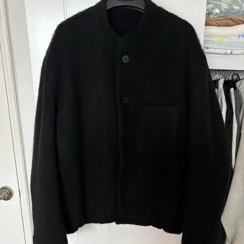 [BUNJANG] Solid Homme Round Neck Hairy Jacket Black / [50] 솔리드옴므 라운드넥 헤어리 자켓 블랙