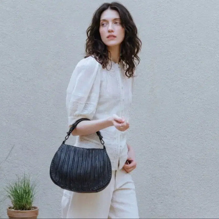 [BUNJANG] Henry Beguelin Pleated Leather Hobo Shoulder Bag - Made in Italy / 정품] 헨리베이글린 플리츠 레더 호보백(이탈리아 장인 수제백)