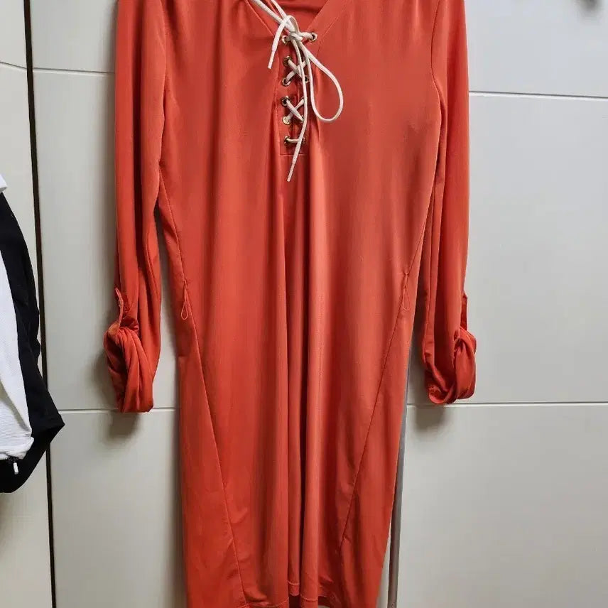 [BUNJANG] Michael Kors Orange V-Neck Tie Strap Dress / 마이클코어스 오렌지색 브이넥 끈 원피스