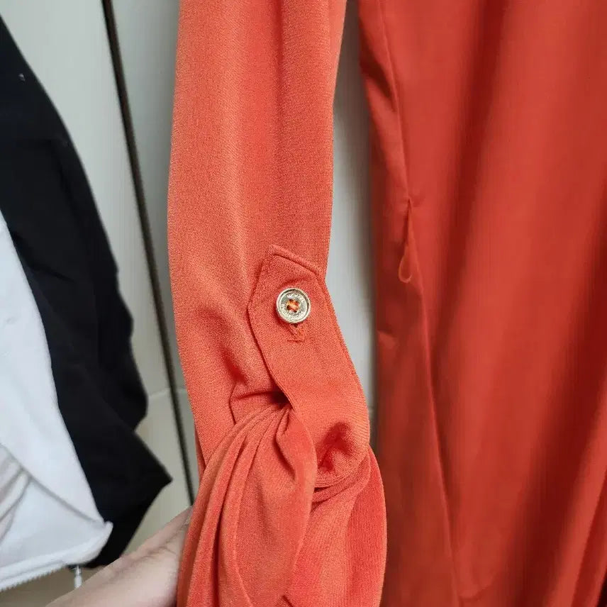 [BUNJANG] Michael Kors Orange V-Neck Tie Strap Dress / 마이클코어스 오렌지색 브이넥 끈 원피스