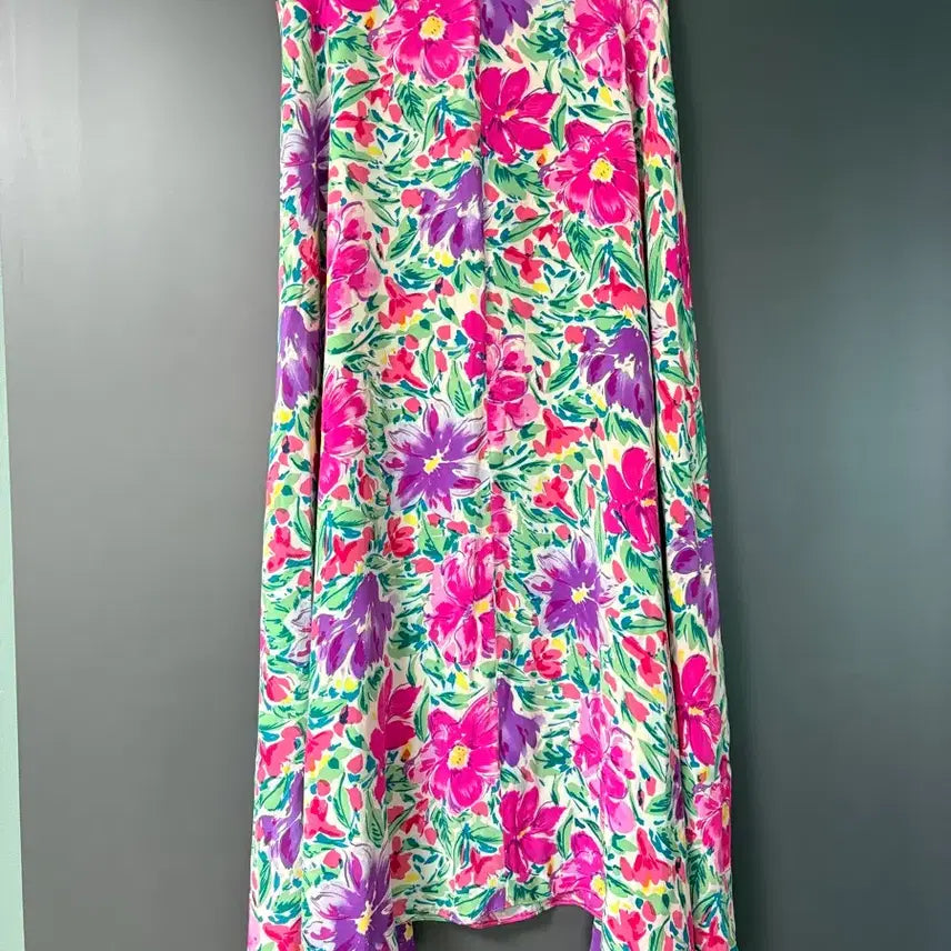 [BUNJANG] 100% Silk Floral Flare A-Line Skirt / 실크 100% 플로랄 플레어 스커트 29인치