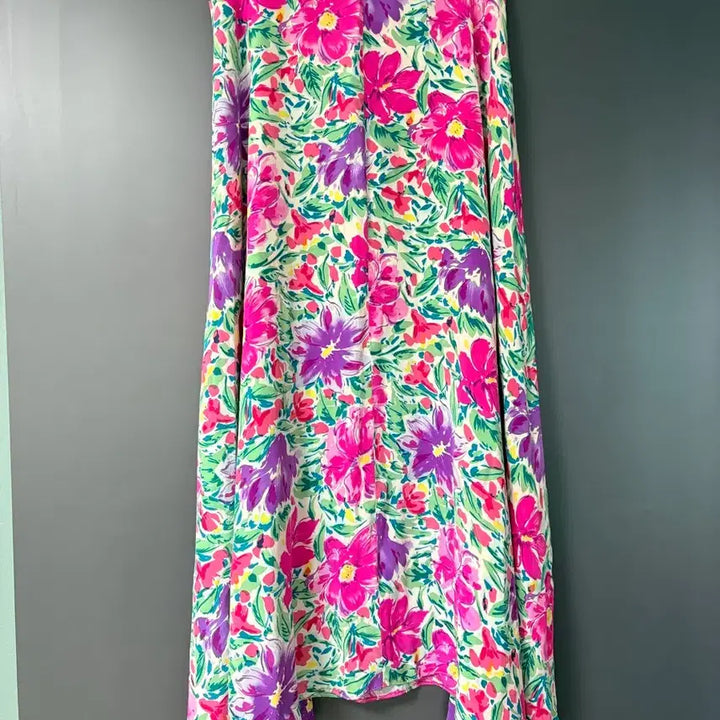 [BUNJANG] 100% Silk Floral Flare A-Line Skirt / 실크 100% 플로랄 플레어 스커트 29인치