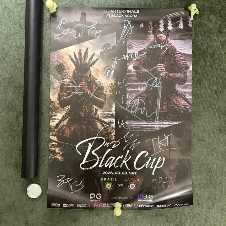[BUNJANG] Black Combat Black Cup Japan Brazil Signed Poster / 블랙컴뱃 블랙컵 일본브라질 사인포스터