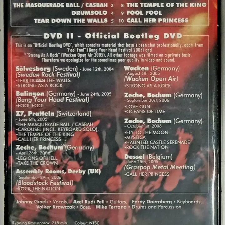 [BUNJANG] Axel Rudi Pell Live Over Europe 2-Disc Metal Concert DVD Set / 메탈 (영상) DVD 2장 악셀 루디 펠 라이브 오버 유럽
