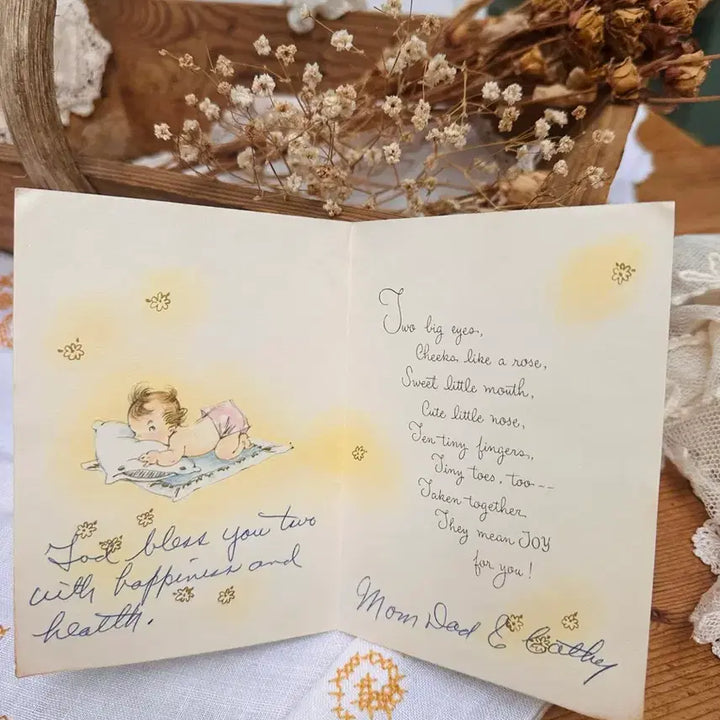 [BUNJANG] Vintage "Best Wishes to YOU and BABY" Card / 빈티지 베이비카드 재롱